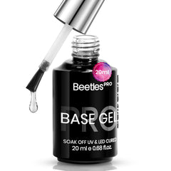 Beetles Pro Gel Base Coat 20ml bottle close-up showing smooth adhesion