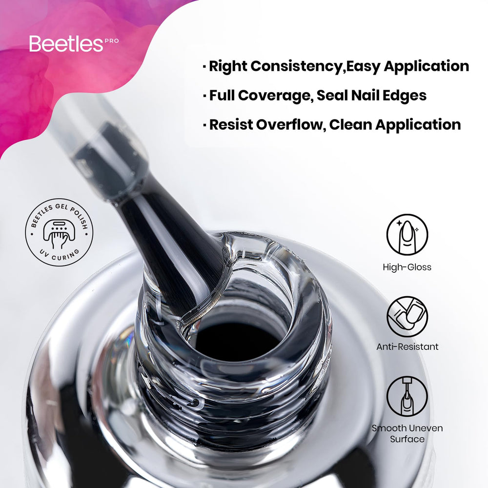 Beetles Pro Gel Top Coat anti-yellowing formula keeps colors bright and true.