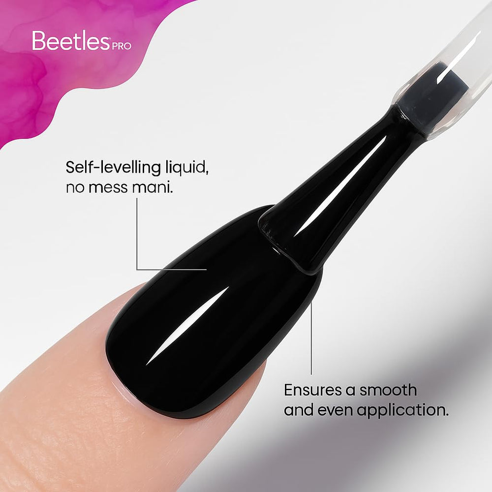 Beetles Pro Gel Top Coat nail shot highlighting crystal-clear coverage and gloss.