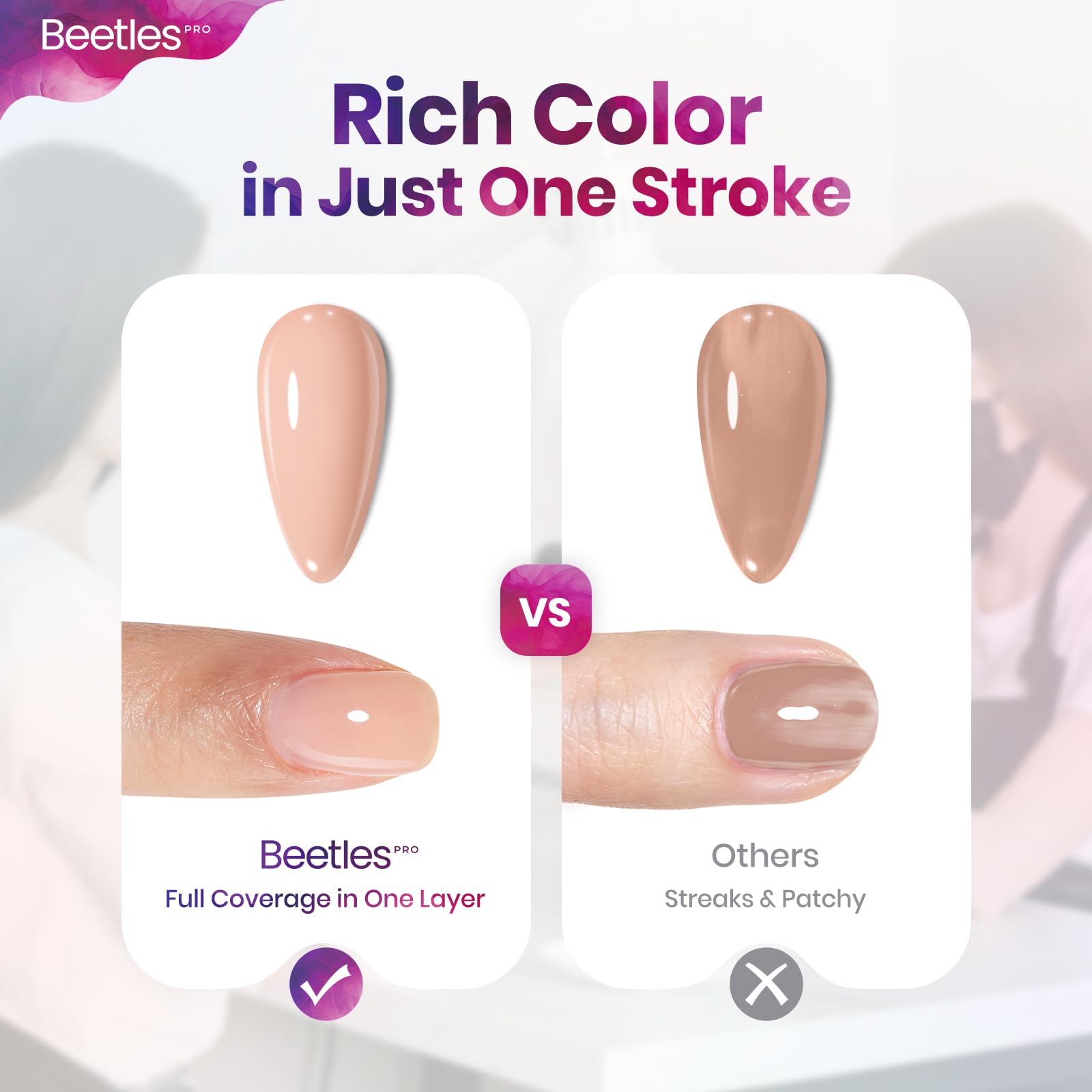 Beetles Pro Nude Gel Polish delivers up to 28 days of shine in daily wear.