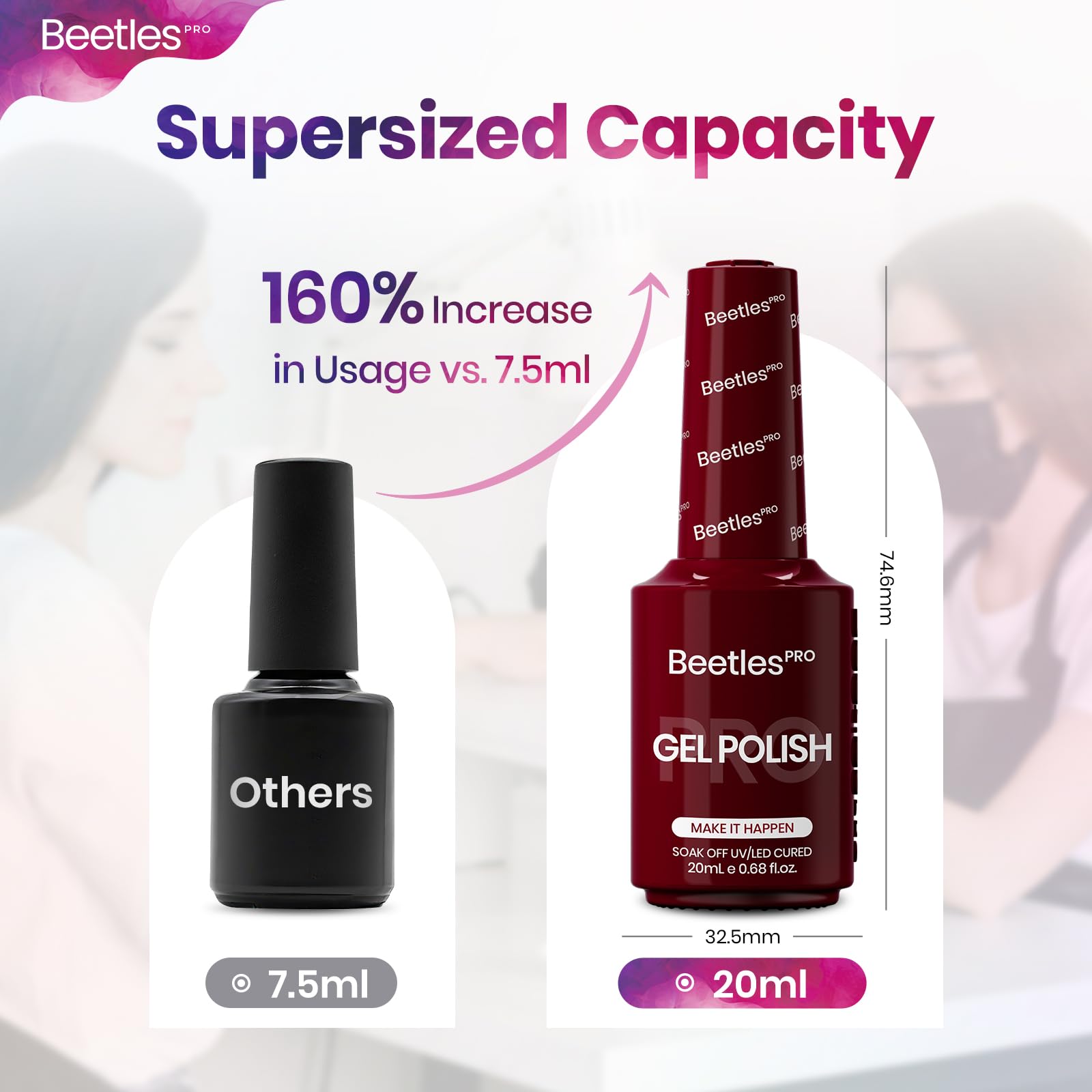 Beetles Pro long-lasting shine for weeks of vibrant wear.