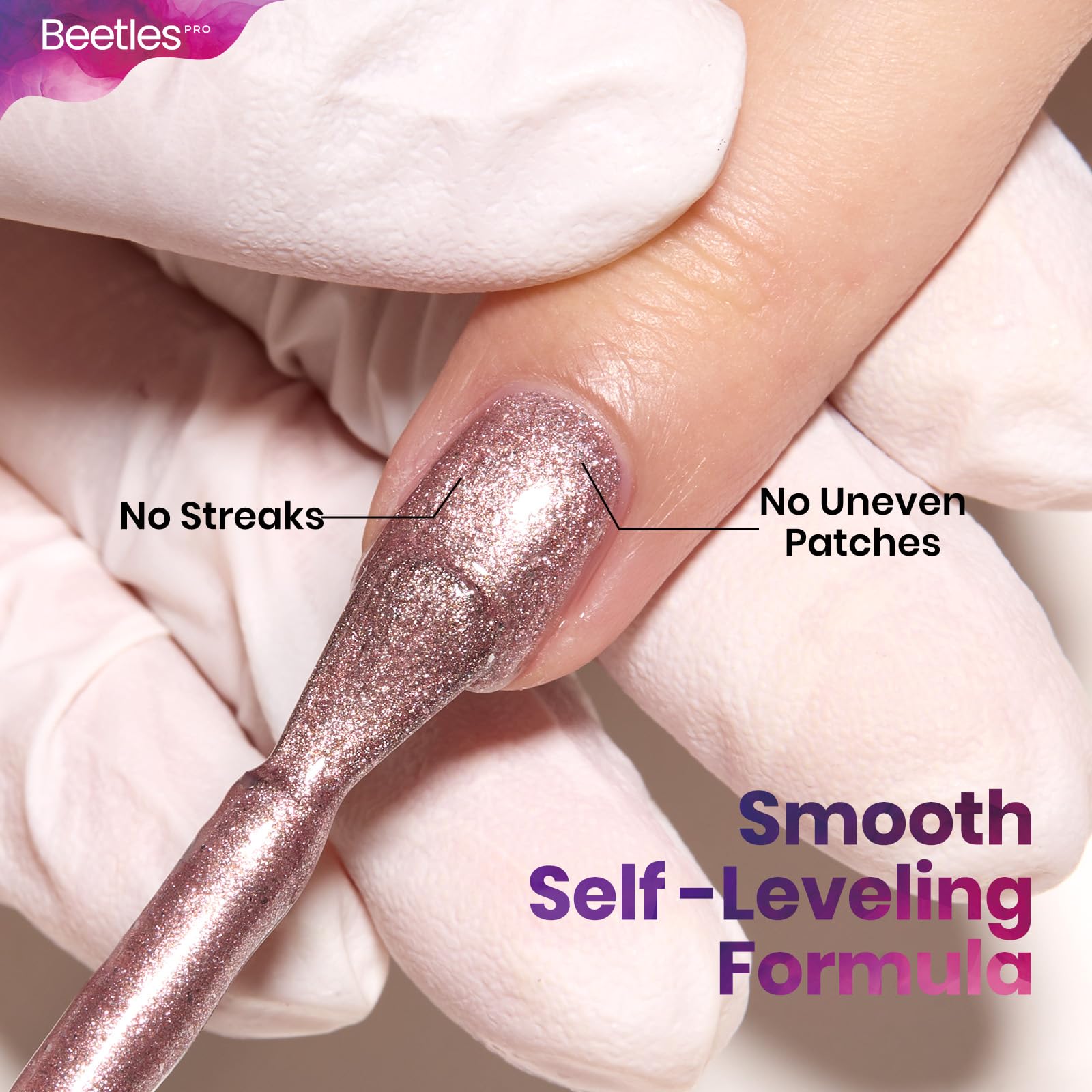 Beetles Pro Shimmer bottle cap closeup emphasizes precision and control.