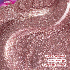 Beetles Pro Shimmer Rose Gold Glitter closeup highlights long-lasting sparkle.
