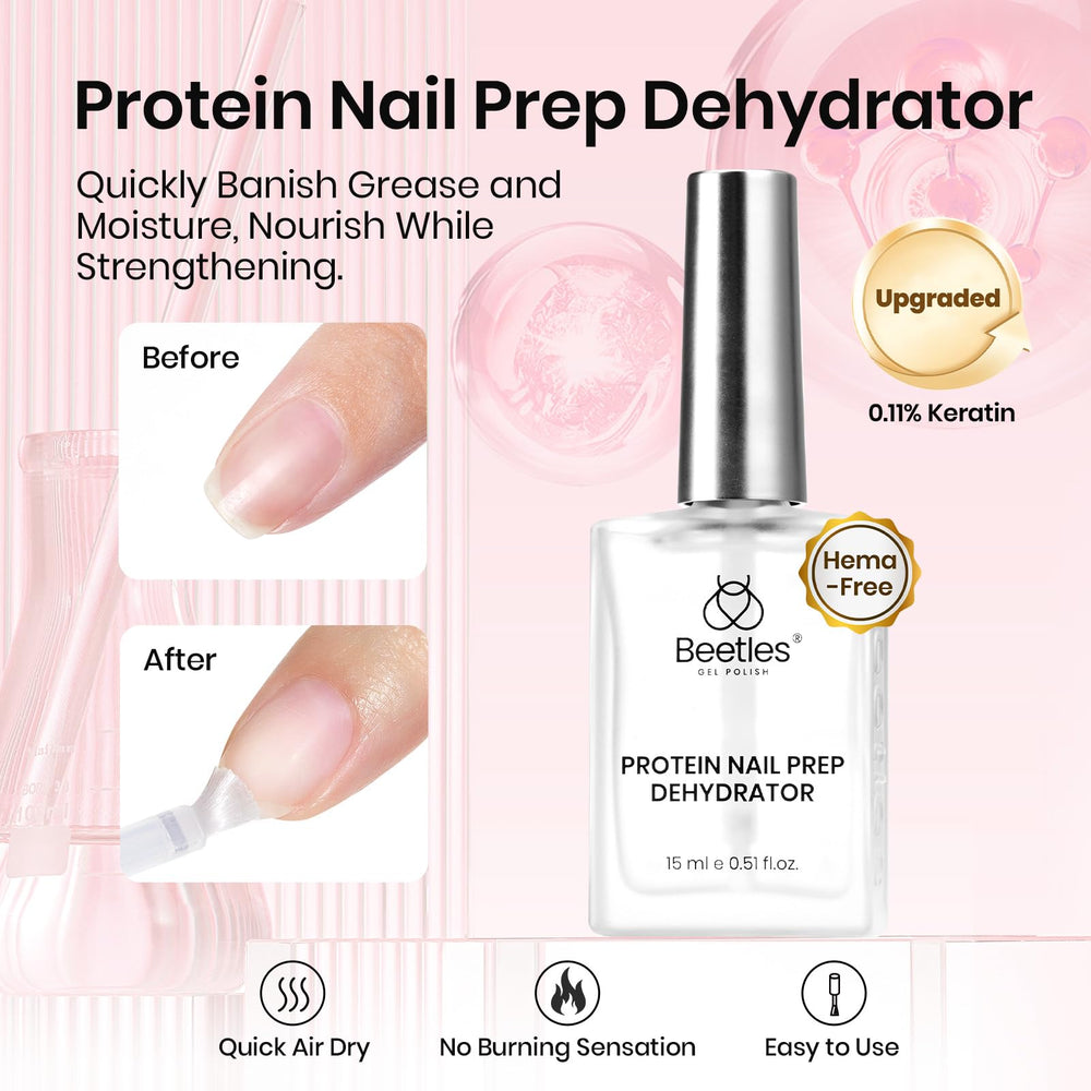 Beetles Protein Nail Prep Dehydrator brush tip enables smooth, quick prep before gel application.