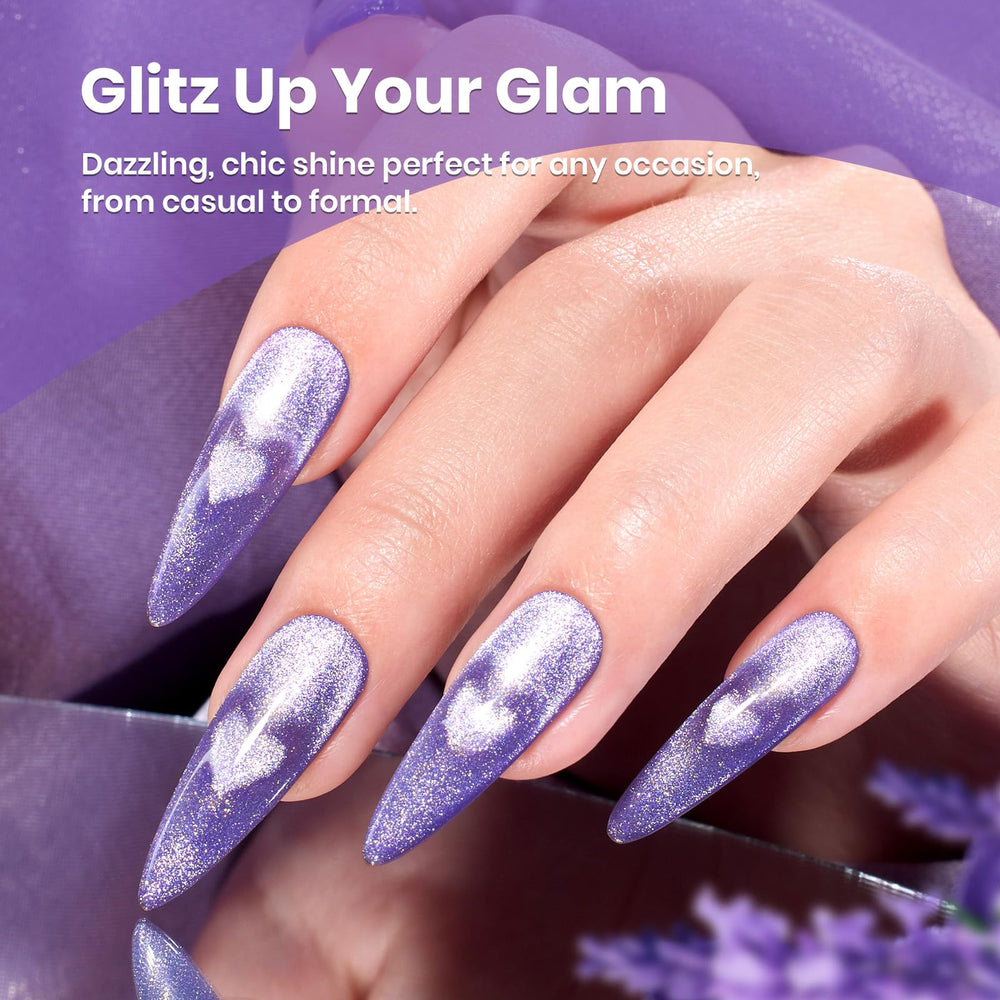 Beetles Purple Cat Eye Gel Polish shown for at-home manicure convenience.