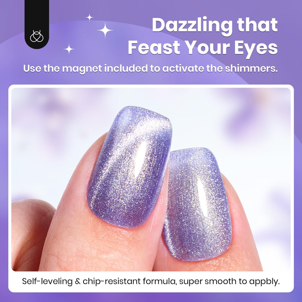 Beetles Purple Cat Eye Gel Polish with a high-gloss finish after cure.