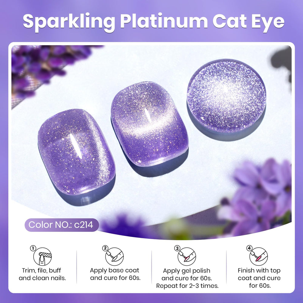 Beetles Purple Cat Eye Gel Polish magnet closeup showing magnetic effect.