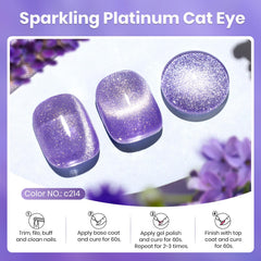 Beetles Purple Cat Eye Gel Polish magnet closeup showing magnetic effect.