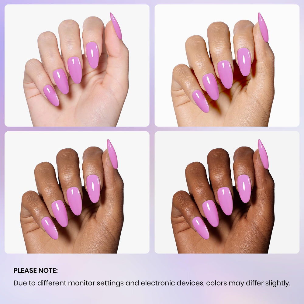 Beetles Purple Gel Nail Polish lamp-curing scene for quick, durable finish.