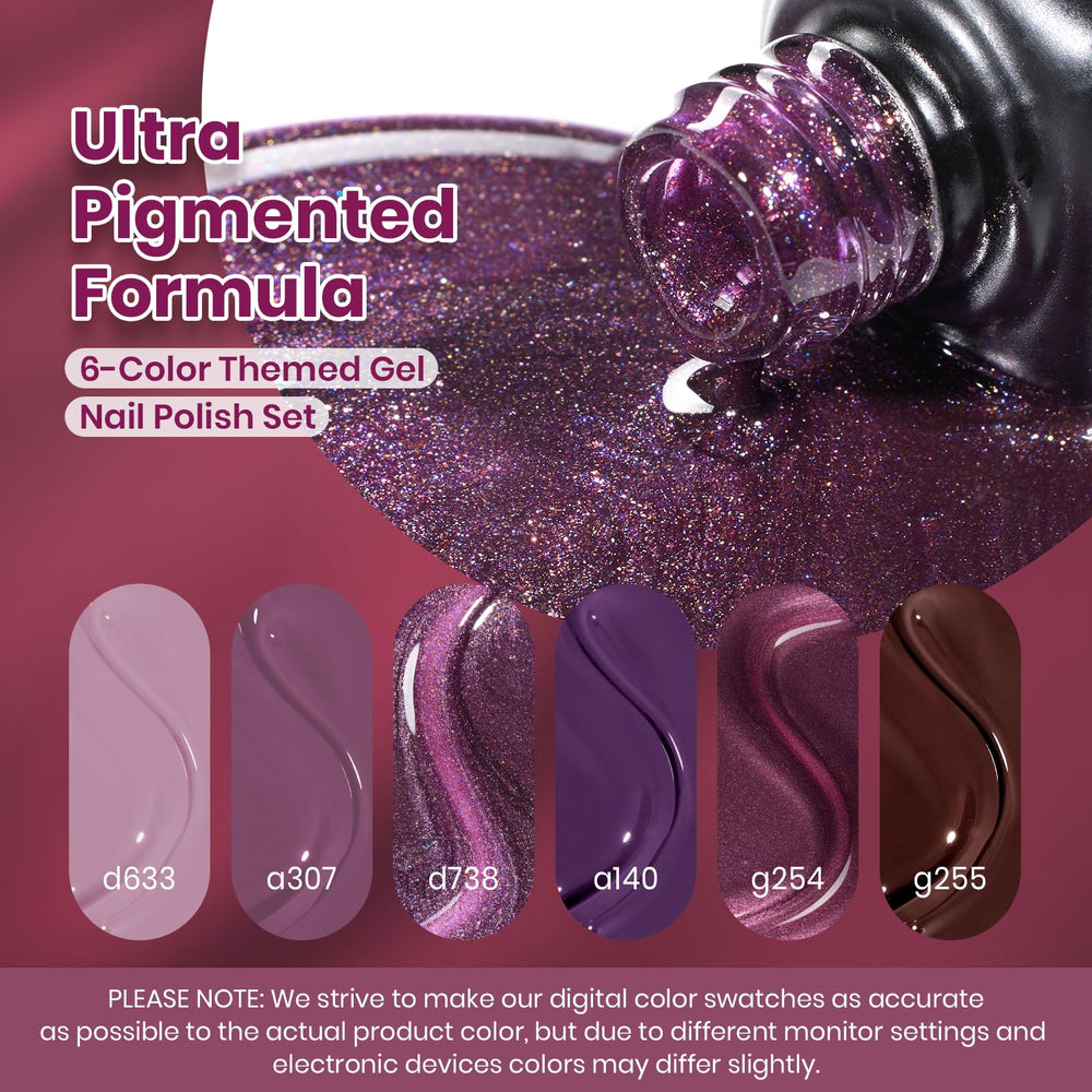 Beetles Muse of Midnight swatches showing deep purples with subtle glitter