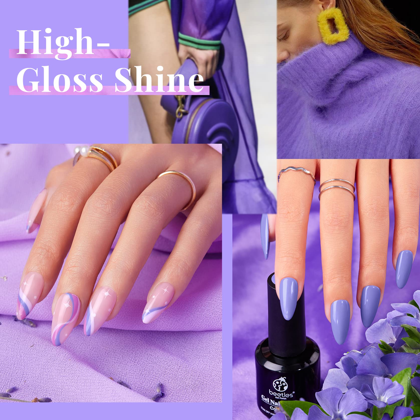 Beetles Purple Gel Polish periwinkle swatch showing smooth color for chic manicure