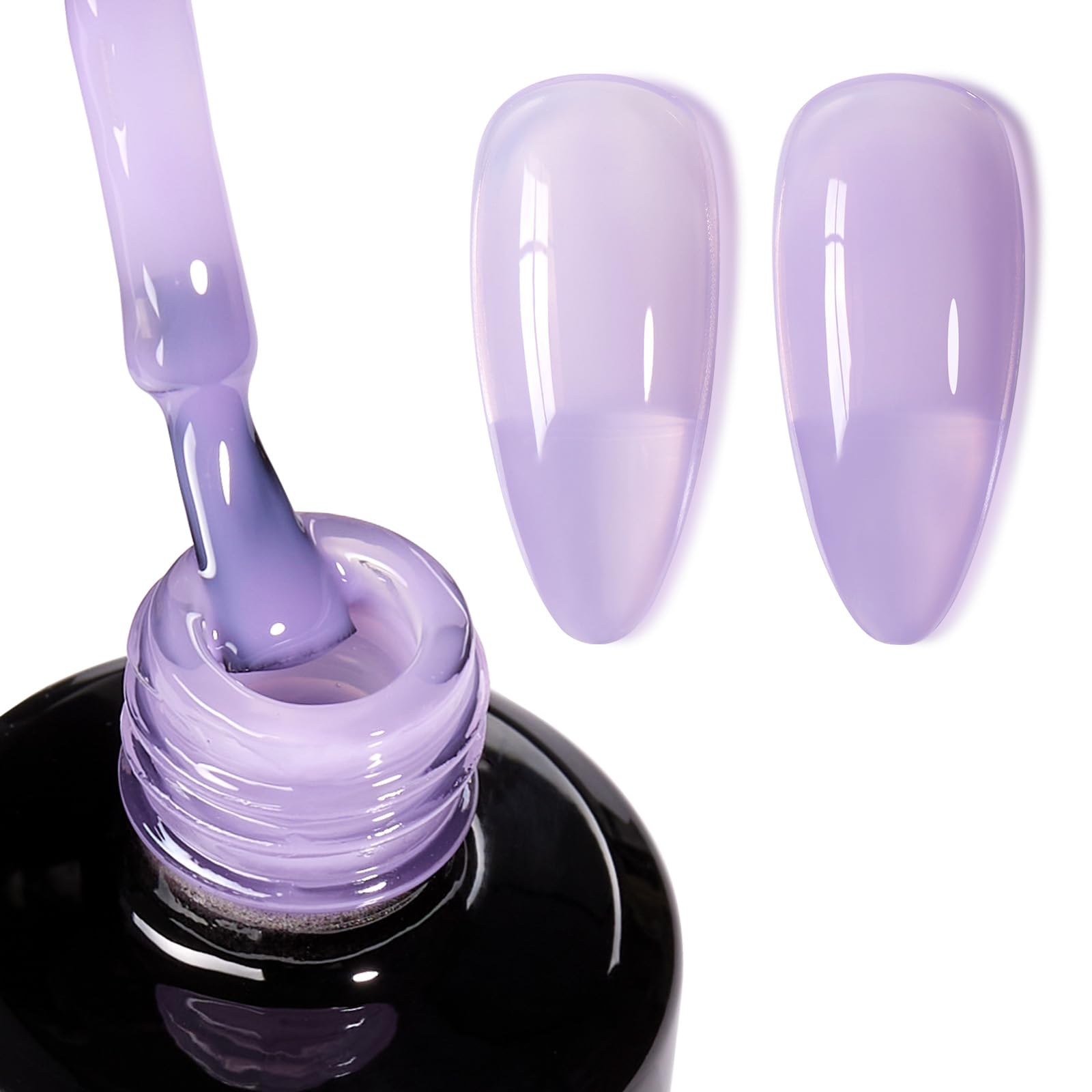 Beetles Purple Jelly Gel Polish 15ml bottle showing translucent lavender shade, ideal for soft spring looks.