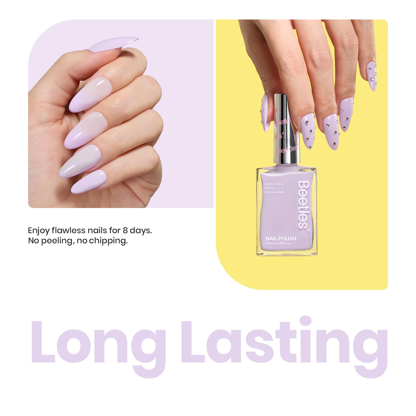 Beetles Purple Nail Polish packaging, premium salon-grade product.