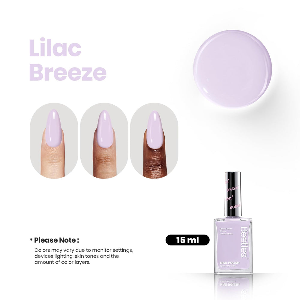 Beetles Purple Nail Polish swatch lilac, vibrant color with high-gloss look.