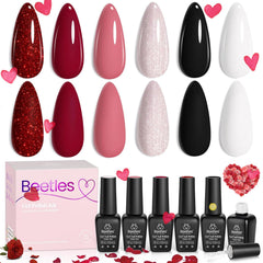 Beetles Queen of Hearts nude pink gel polish for chic nails.