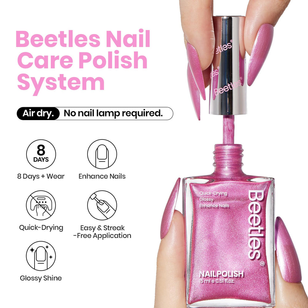 Beetles quick-dry Sakura Pink Nail Art finish dries fast at home.