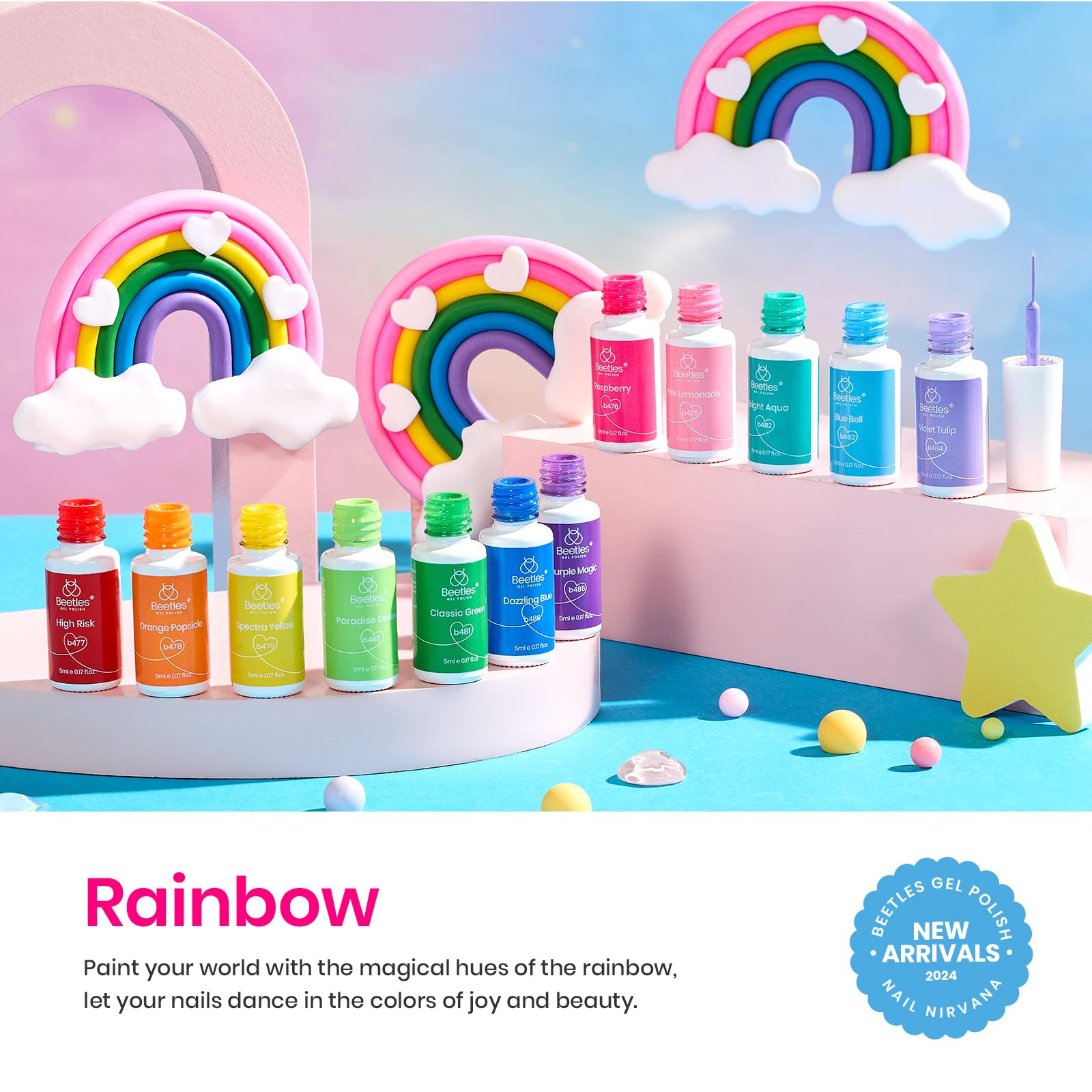 Beetles Rainbow Gel Liner bottle with built-in brush for precise line detail.