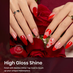Beetles red burgundy gel polish bottle for winter nail looks.
