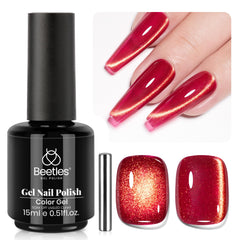 Beetles red cat eye gel polish bottle with vivid red cat-eye finish for glamorous nails
