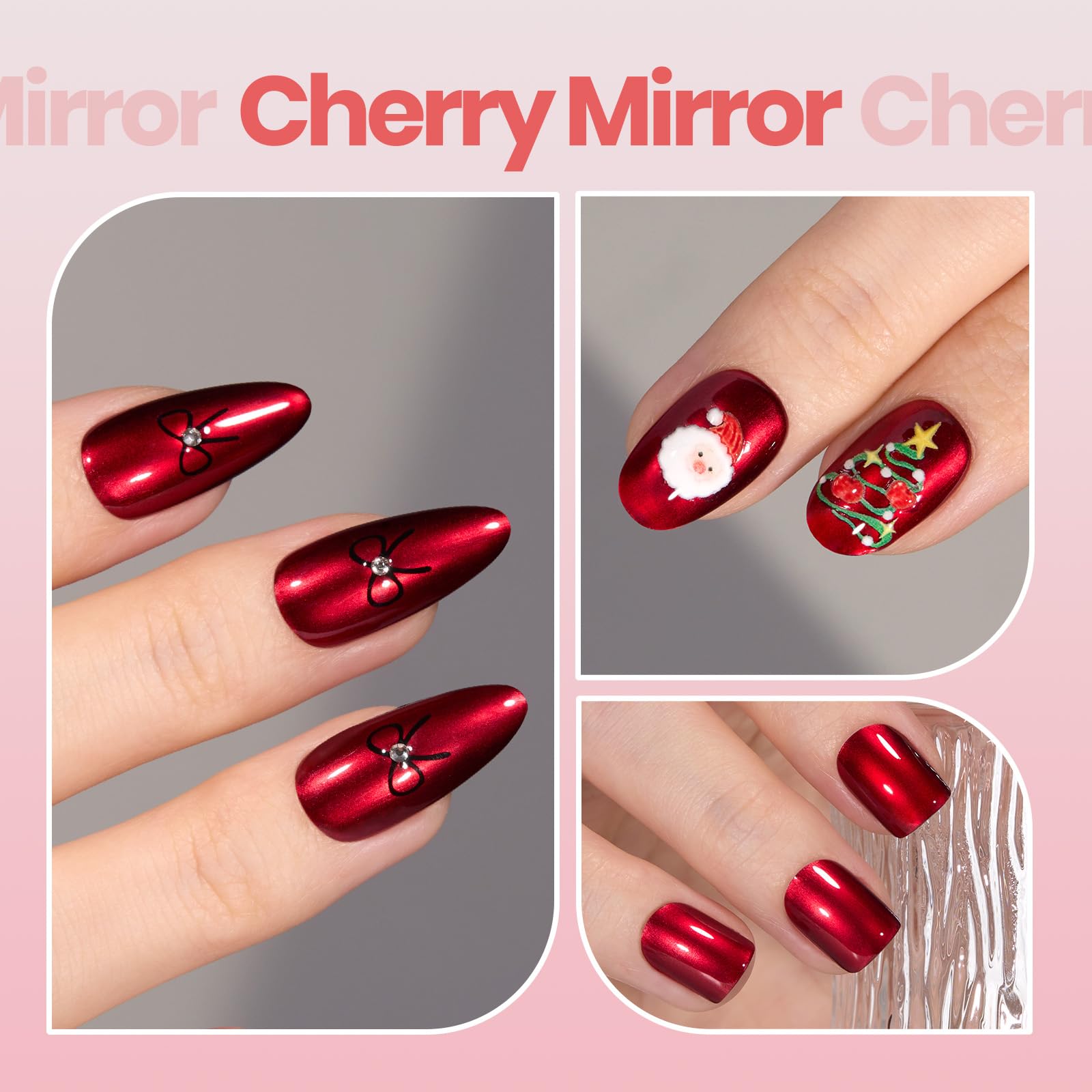 Beetles Red Chrome Nail Polish glossy finish on a swatch.