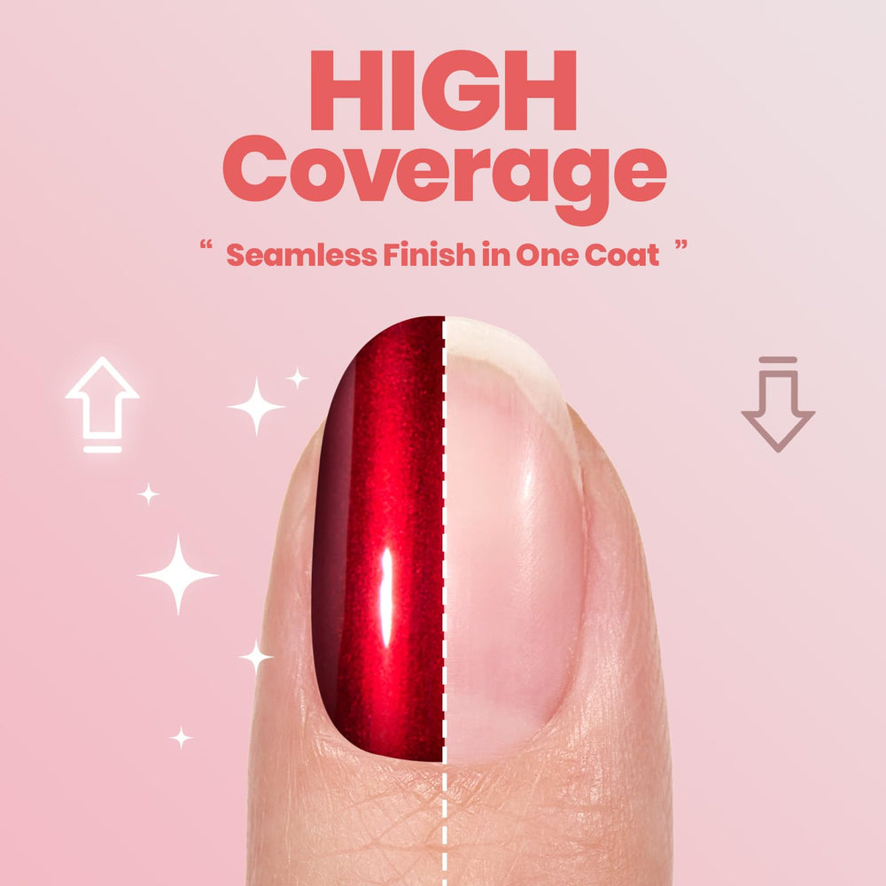 Beetles Red Chrome Nail Polish Valentine design for stylish nails.