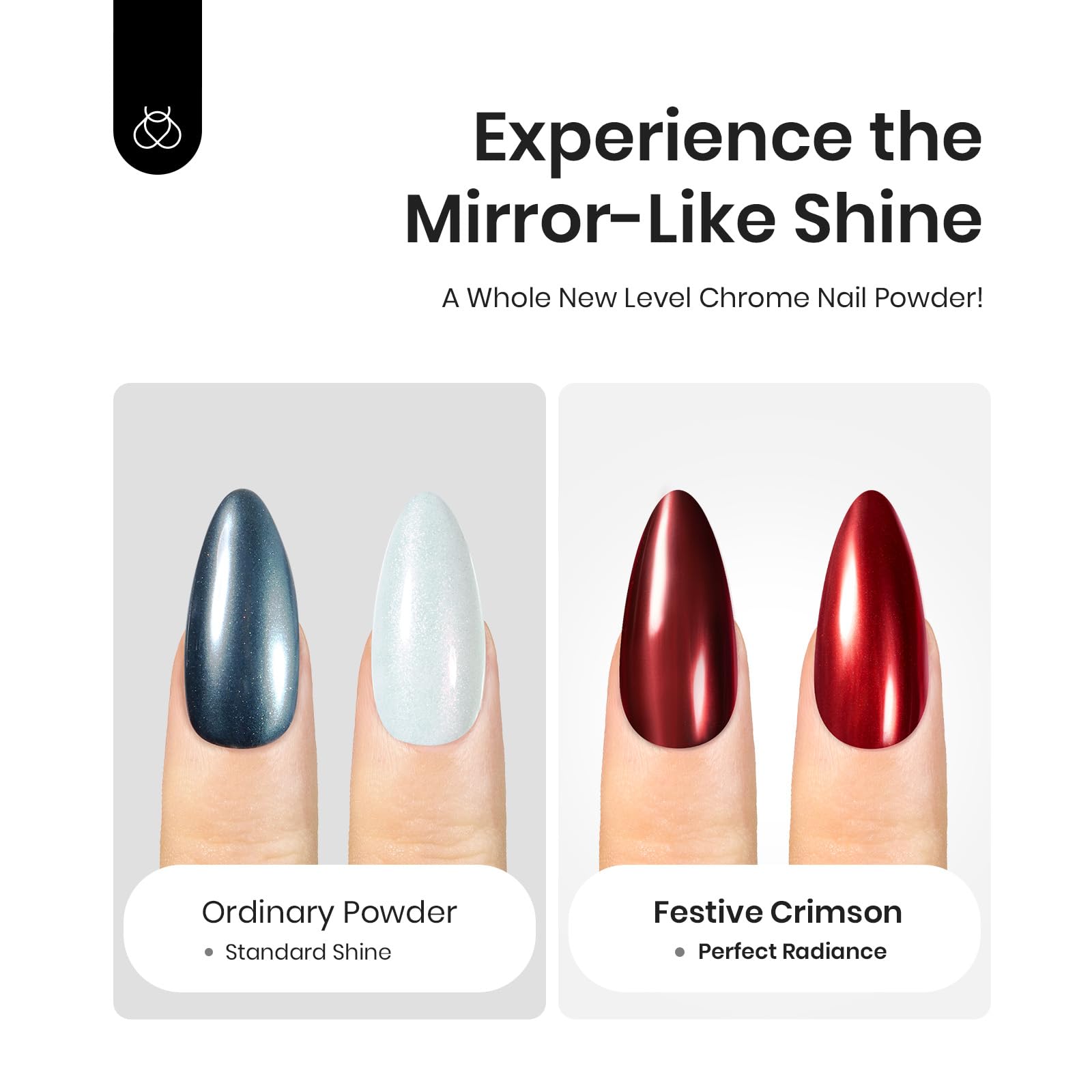 Beetles Red Chrome Nail Powder compatible with UV gel nails.