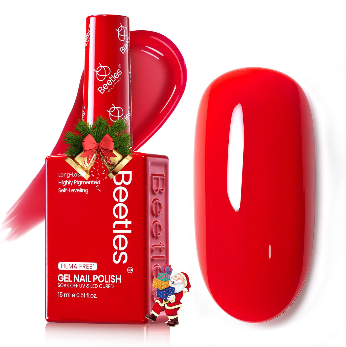 Beetles Red Gel Nail Polish bottle close-up showing vibrant crimson shade for salon-worthy finishes.