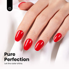 Beetles Red Gel Nail Polish drying under UV/LED lamp for fast curing.