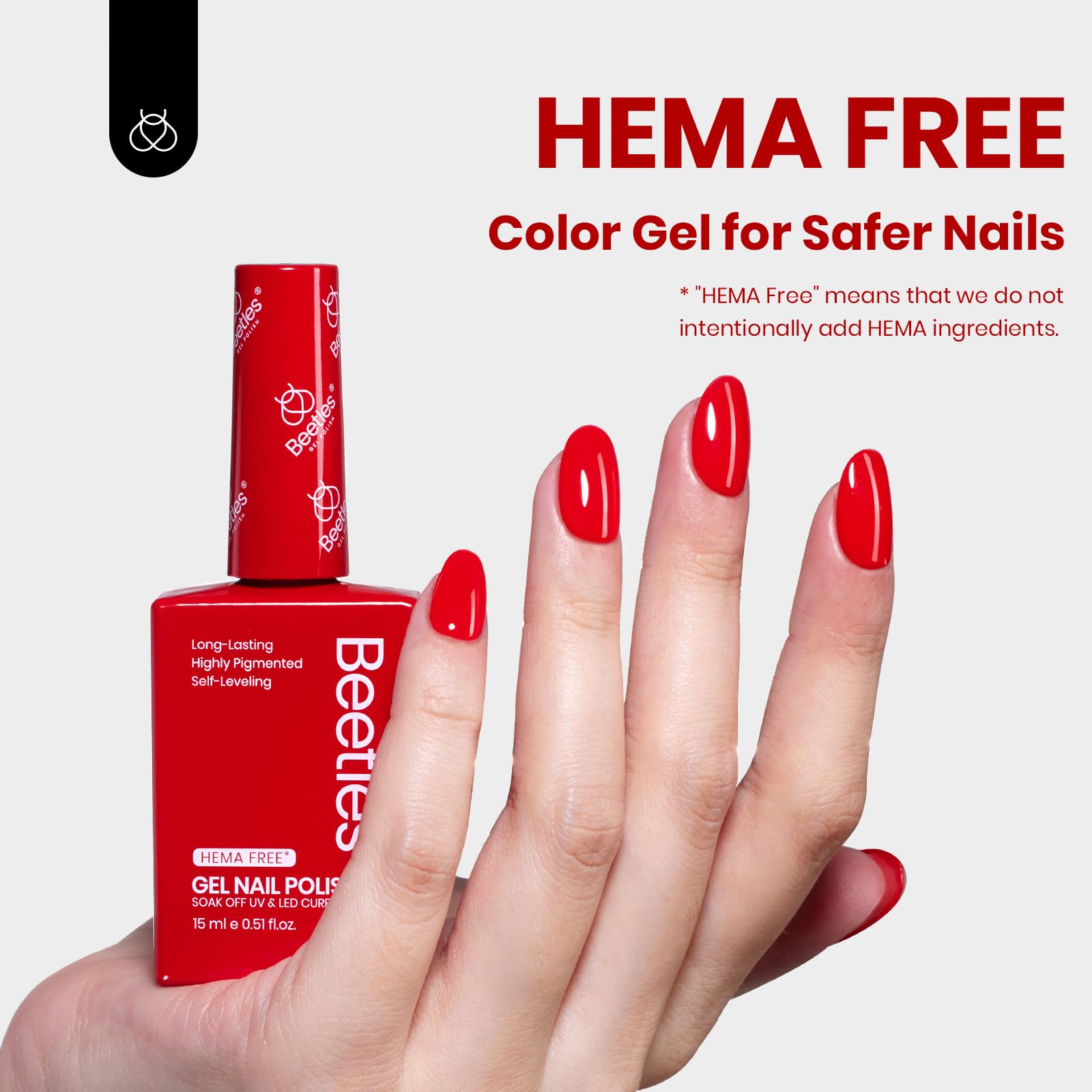 Beetles Red Gel Nail Polish packaging with cruelty-free branding you can trust.