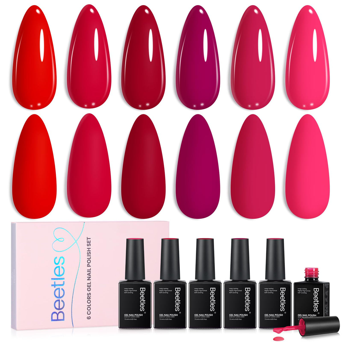 Beetles Crimson Horizon color lineup on display for versatile, long-lasting nails.