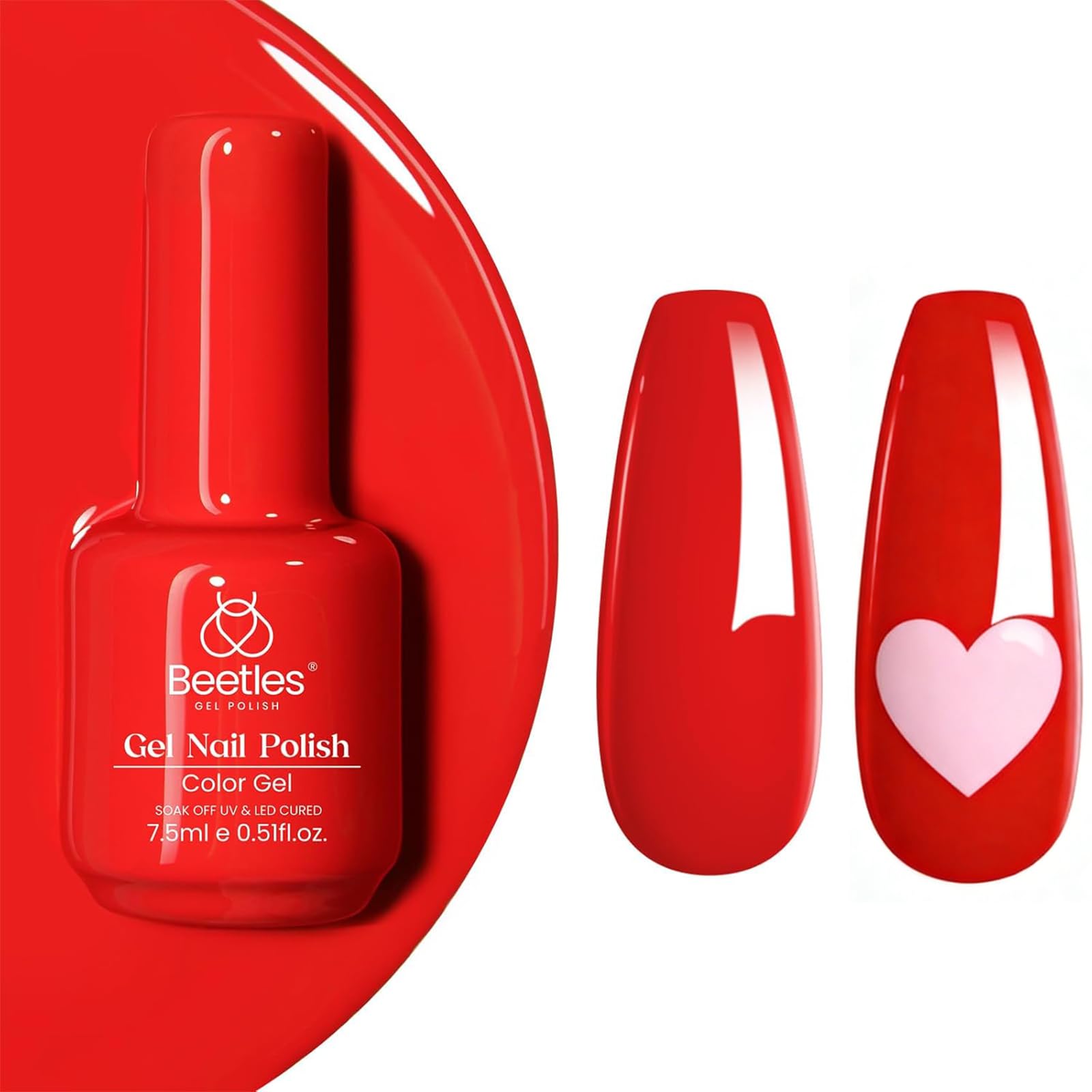Beetles Red Gel Polish bottle in bright shade for long-lasting color.