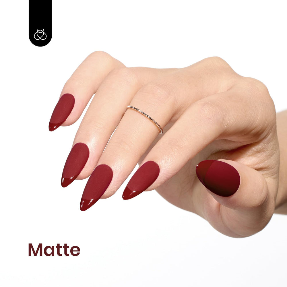 Beetles Red Gel Polish after cure shines with a smooth glossy finish.