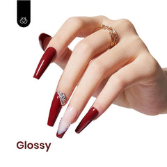 Beetles Red Gel Polish applied on swatch with base coat for long wear.