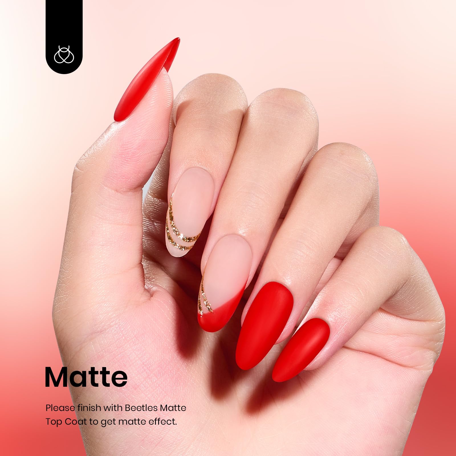 Beetles Red Gel Polish manicure design ideas for glossy red finish.