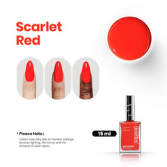 Beetles Red Nail Polish long-lasting color stays vibrant for days.