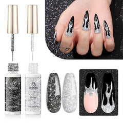 Beetles Reflective Glitter Nail Liner Pack showing the two polish set for dazzling nails