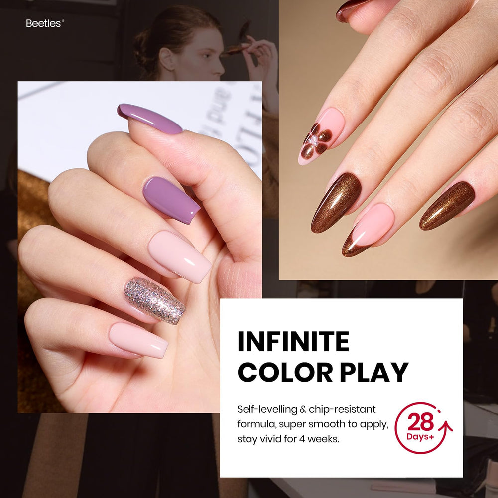 Beetles Retro Gel Nail Polish Set contents highlight primer and topcoat for professional-like results