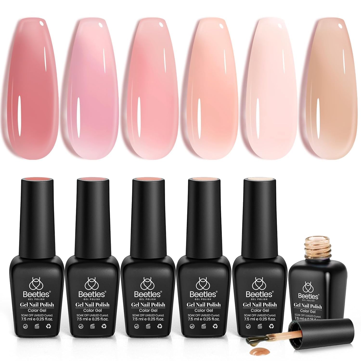 Beetles Rose Veil Jelly bottle for elegant nude gel nails at home.