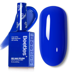 Beetles Royal Blue gel nail polish bottle showcases rich color for durable manicures
