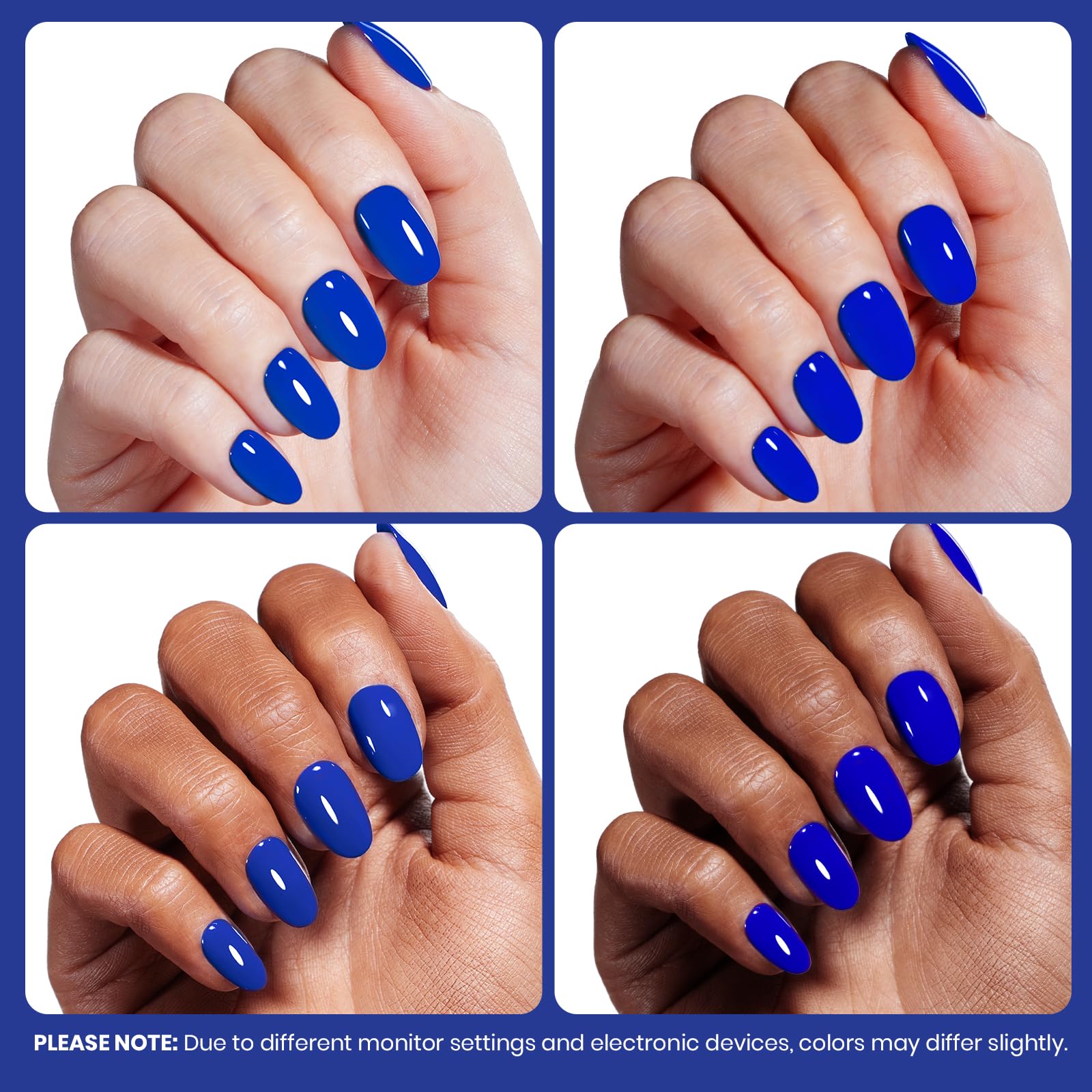 Beetles Royal Blue gel polish swatch reveals vivid gloss after cure