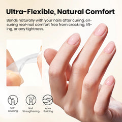 Beetles Rubber Base Builder nails strength showcase with thicker natural nail appearance