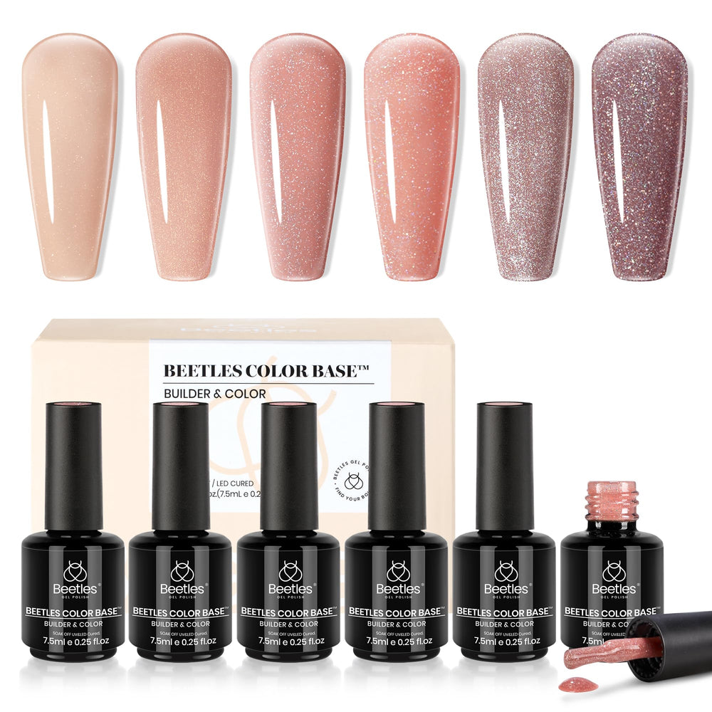 Beetles Rubber Base Gel bottle front showing convenient 7.5 ml base for lasting nails