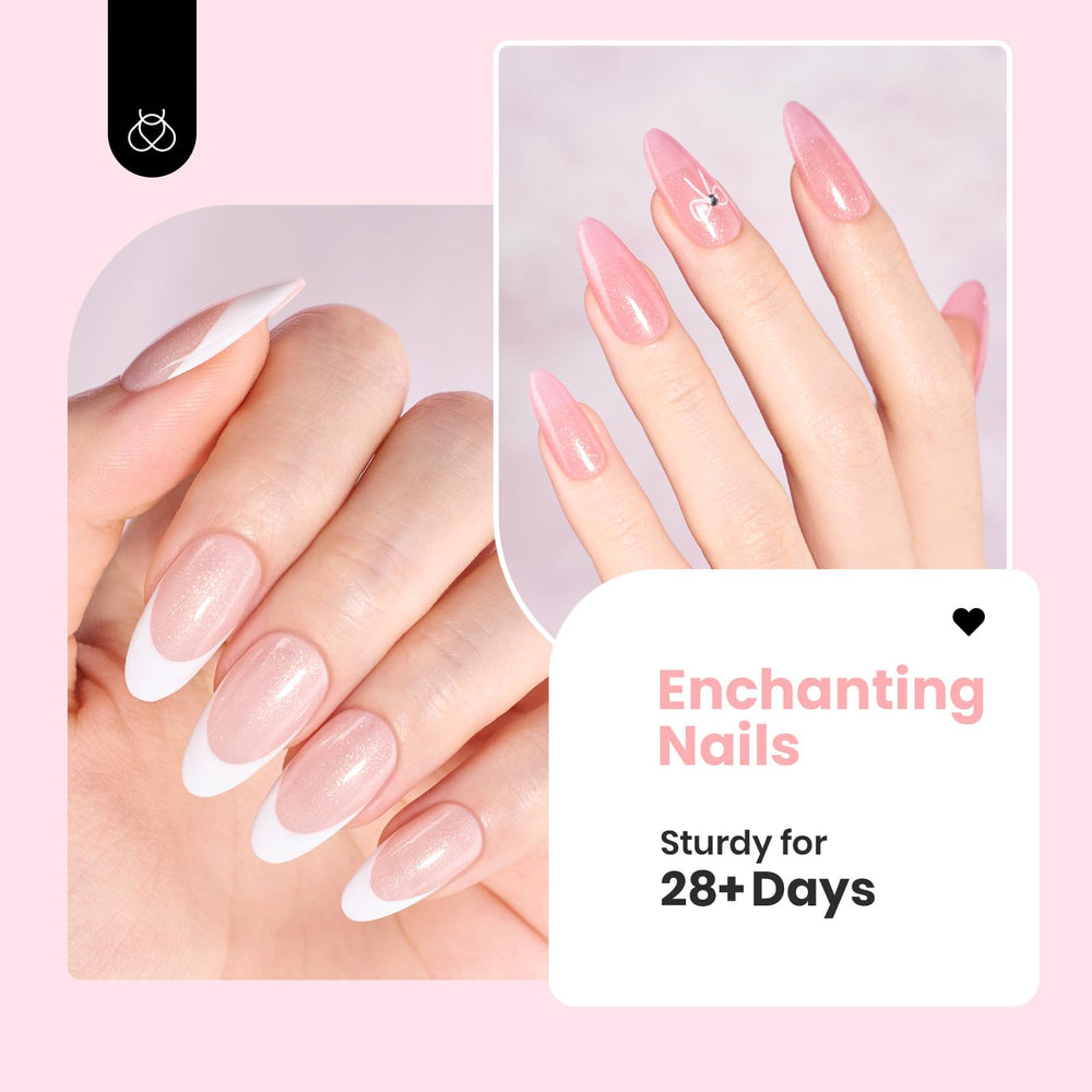 Beetles Rubber Base Gel finished manicure with glossy, chip-resistant look.
