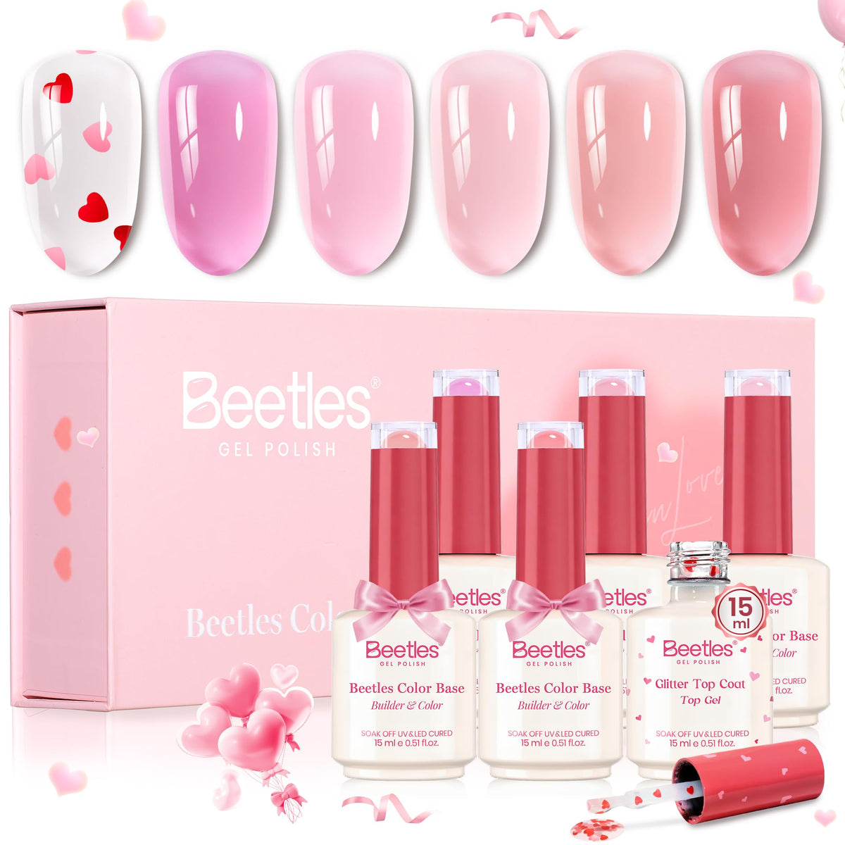 Beetles Rubber Base Gel Nail Polish packaging with Valentine theme for gifting inspiration