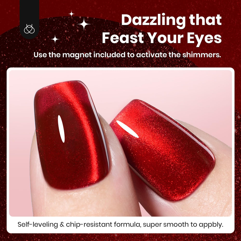Beetles nails after applying for dramatic ruby shimmer.