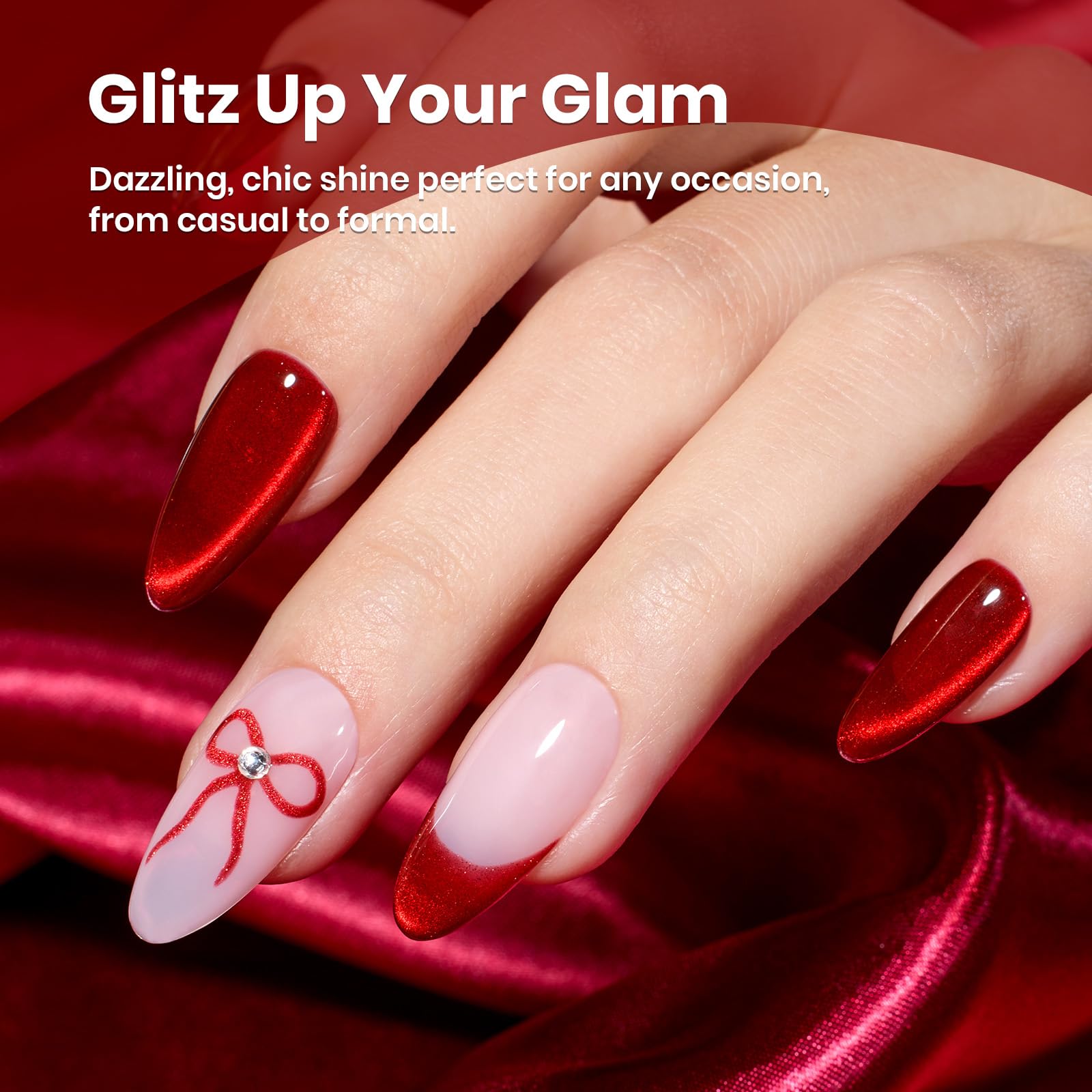 Beetles nails before applying Ruby Red Cat Eye polish.