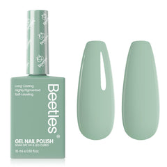 Beetles Sage Green gel polish bottle close-up for easy color selection