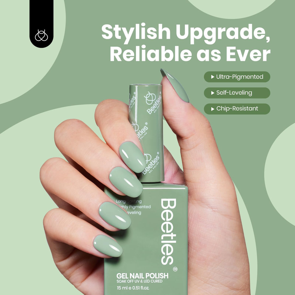 Beetles Sage Green long-lasting wear with base and top coat
