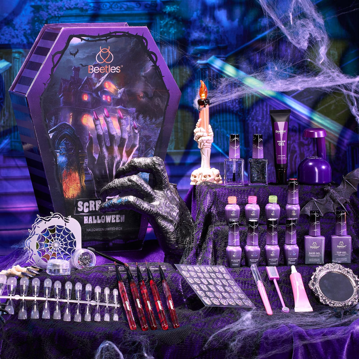 Beetles Scream Halloween kit with UV lamp for at home gel nails