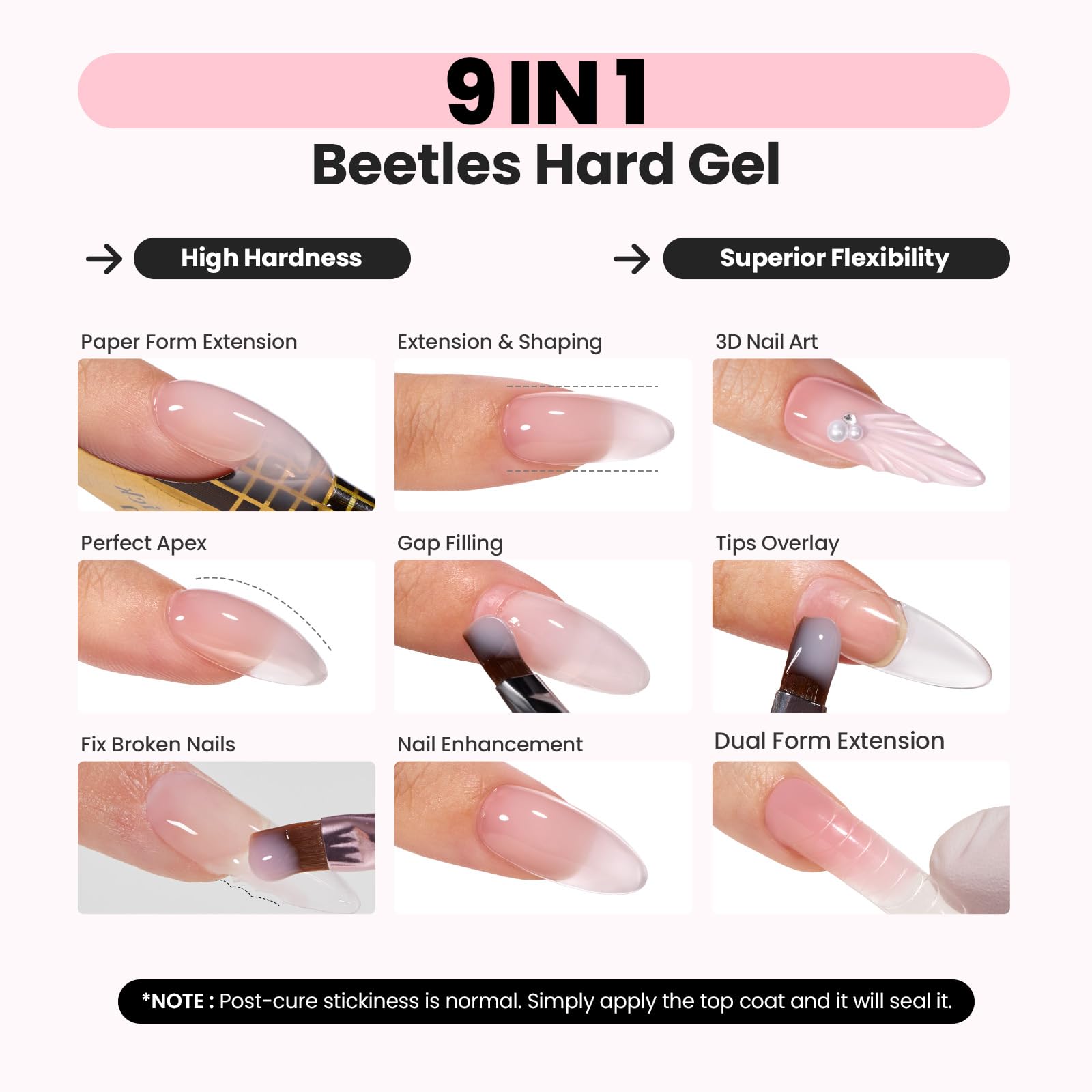 Beetles sculpted nails natural curves for precise extensions and surface beautification.